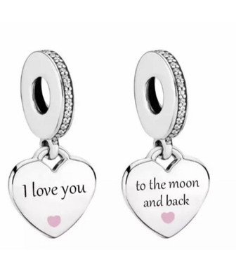 I LOVE YOU TO THE MOON & BACK CHARM HÄNGER ECHT   925 STERLING SILBER