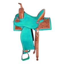 Leather Western Barrel Racing Horse Saddle Handmade Tooled Trail Tack Equestrian
