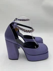 Women’s Versace Medusa Aevitas Platform Purple Satin Pumps Size 39