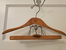 Vintage Setwell 18" Heavy Wooden Suit Hanger With Trouser Clamp Hanger / 1950s