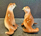 Vintage Japan Sea Lion Seal Figurines Pair w/ Whiskers Brown Mid Century — photo 6