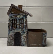 Stone House Ceramic Planter Handcrafted Rustic Decor Contemporary Art Pottery
