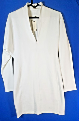 Anthropologie Daily Practice Knit Mini Dress White Ivory V Neck Size Small