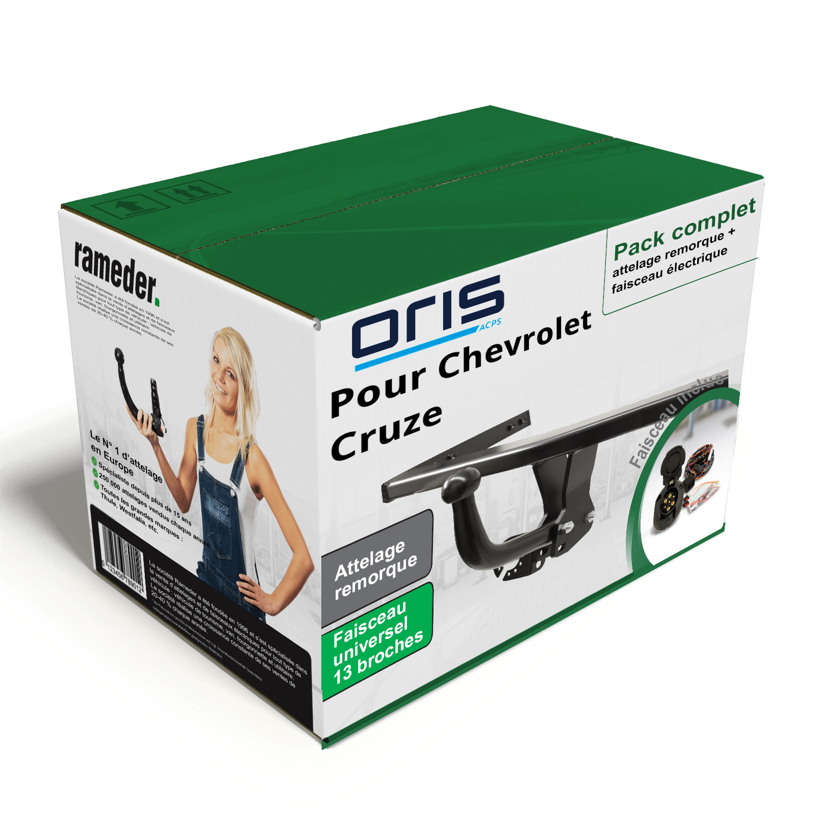 Attelage Oris col de cygne pour Chevrolet Cruze avec faisceau universel 13 broches