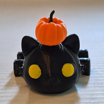 Halloween Black Cat w/ Removable Orange Pumpkin