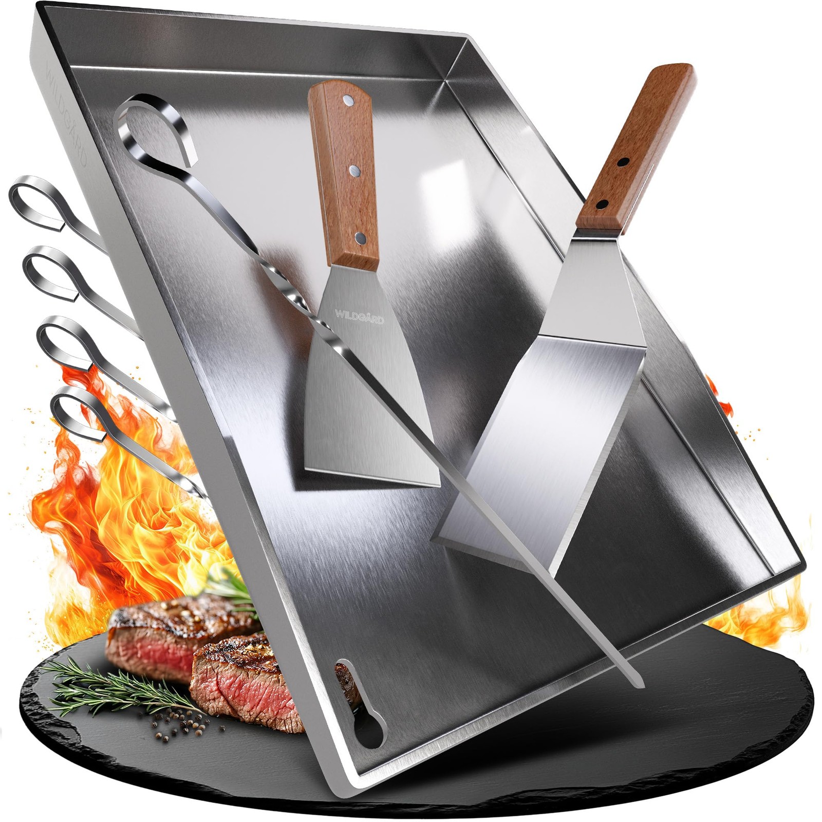 Piastra per Grigliare Plancha in Acciaio Inox 40x30 cm - Spessore Top