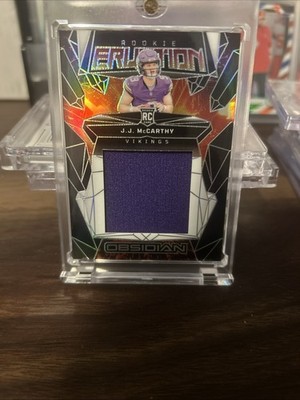 2024 Panini Obsidian -Rookie Eruption Materials J.J. McCarthy #ERM-JMY (MEM, RC)