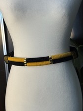 Carolyn Tanner Designs Inc. Black Yellow Skinny Buckle Women's Fashion Belt Eth  