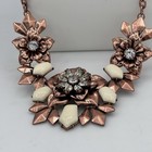 Premier Designs Rose Gold Tone Floral Statement Necklace Vintage