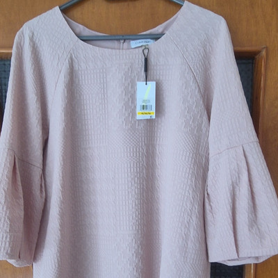 Calvin Klein Damen Bluse rosa S 3/4 Ärmel Rundhals Basic ohne Muster