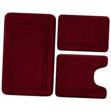  Burgundy Red Memory Foam Bath Mat, Non Slip Extra Soft Absorbent Machine 