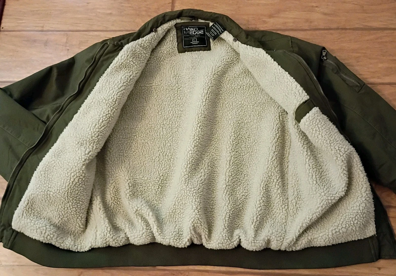 Hard Edge Shepra Lined Men’s Sz L Green Olive Bomber Jacket - product detail image 10