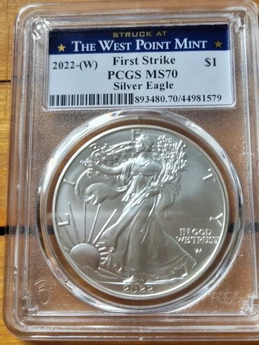 2022 W $1 American Silver Eagle PCGS MS70 First Strike West Point Mint
