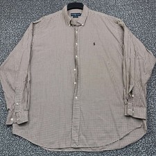 Vintage Ralph Lauren Blake Button Down Shirt Men XXL Gingham Check 100 Cotton