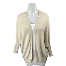 Mango MNG Women's Cream Long Sleeve Dolman Open Cardigan Sweater Top Size XS