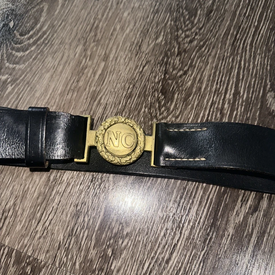 De Colección Confederado Carolina del Norte "NC" hebilla de cinturón ovalada y cinturón de cuero Foto 3 de 4