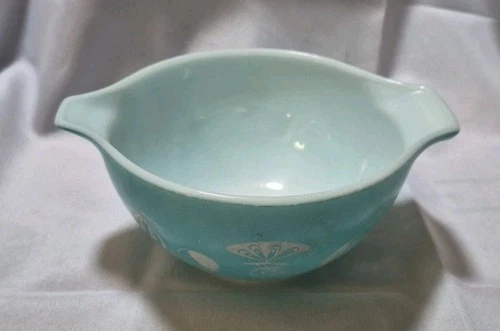 Vintage Pyrex Cinderella Bowl Turquoise Hot Air Balloons #441 1.5 Pint Dip Bowl