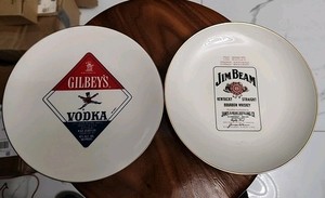 Gilbey's Vodka & Jim Beam Bourbon Regal China Collector Plates 2 for 1 VG+/EX