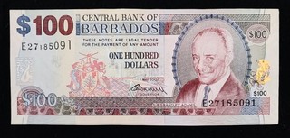 BARBADOS: 1 x Billete de 100 dólares de Barbados.