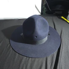 Beaver Quality XXXX Straw Oval Officer Troper Hat Navy Wool 6 3/4 Fedora Brimmed