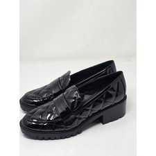 Marc Fisher Dantea Black Quilted Patent Loafers for Women Size 9 NWOT