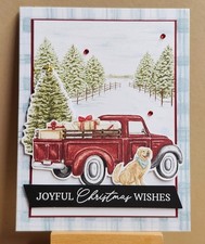 Stampin Up ROAD TO CHRISTMAS DSP * CHRISTMAS WISHES * CARD KIT x4 -TRUCK, SALE!