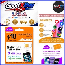Speedtalk 30 Day Prepaid Wireless Plan 9GB 5G/4G LTE Bring Your Own Phone