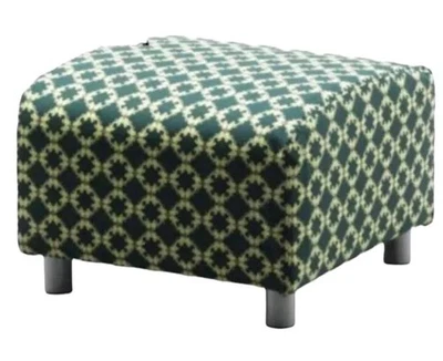 Ikea Klippan Ottoman Footstool Cotton Cover, Karrum Dark Green Geometric RETIRED - Photo 1/4