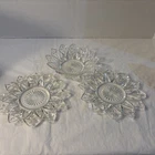 set of 3 Vintage Federal Glass Company Flower Plate Trinket Tray And Bowl
