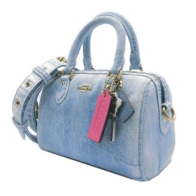 COACH Mini Rowan Crossbody Denim Bag 2Way Charm Light Indigo CDY30 Neu