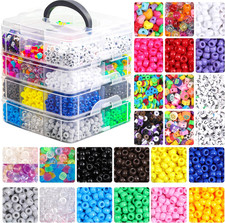 7600Pcs Pony Beads Kit for Kandi Friendship Bracelet Making with Polymer Clay Be