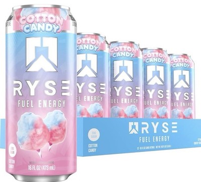 RYSE Cotton Candy Energy Drink Zero Sugar 16 fl oz (473 ml) 4 Pack