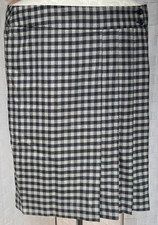 VTG Liz Claiborne 100 Wool Pleated Checkered Gray Lined Wrap Skirt Size 16 FXH