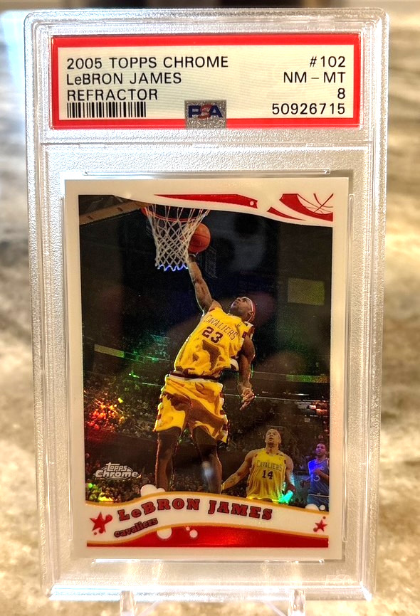 2005 TOPPS CHROME REFRACTOR #102 LEBRON JAMES 069/999 PSA 8 !!