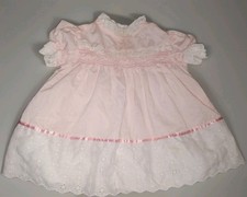 Vintage Polly Flinders Hand Smocked Pink lace Dress 18M w/ Diaper Cover
