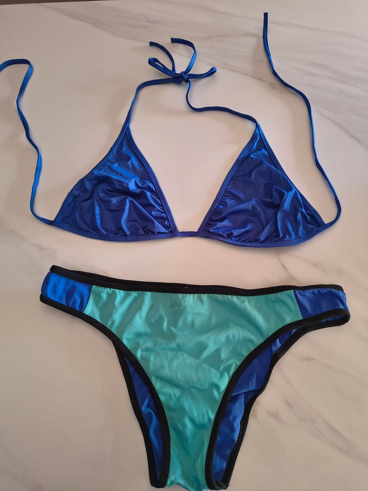 Costume bikini da donna Calzedonia azzurro e verde acqua Tg. 4