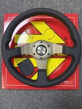 Momo Tuner 320mm Black Leather Silver Aluminium Spokes Steering Wheel Open Box Momo Tuner 320mm Black Leather Silver Aluminium Spokes Steering Wheel Open Box