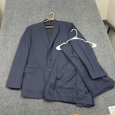 Jos A Bank Suit Mens 46L/40 Navy Wool Pinstripe Signature Gold Traditional Fit