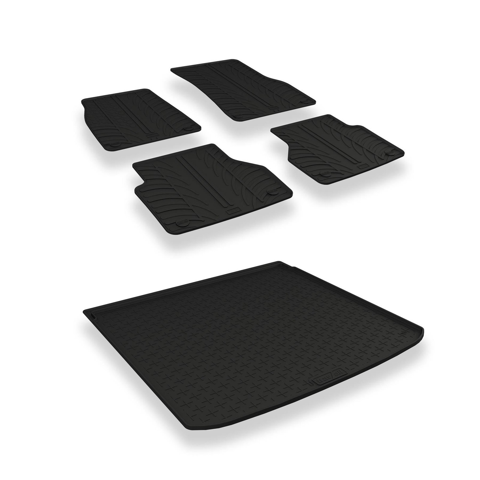TRAVALL Rubber Car Floor Mats & Boot Mat Bundle For Skoda Superb (2015-2023)