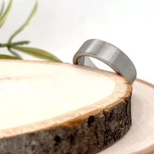 8mm Silver Tungsten Unisex Style Ring Brushed High Polished Edges Wedding Band