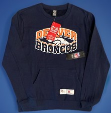 Denver Broncos NWT NFL Team Apparel Navy Crewneck Sweatshirt M 22“Bust-26”L-Sh19