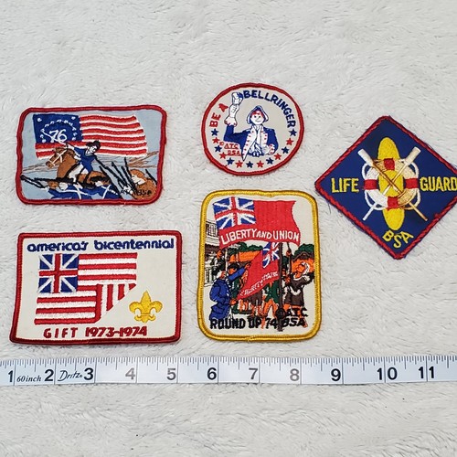 Vintage 1970's Boy Scout Bicentennial America Flag Patches Assorted Lot of 5