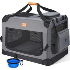 Morpilot 24-inch Portable Collapsible Dog Crate for Small Dogs up to 27lbs Grey