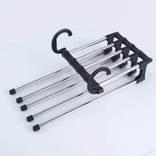Multi Layer Pants Rack Telescopic Folding Hanger Closet Wardrobe Storage