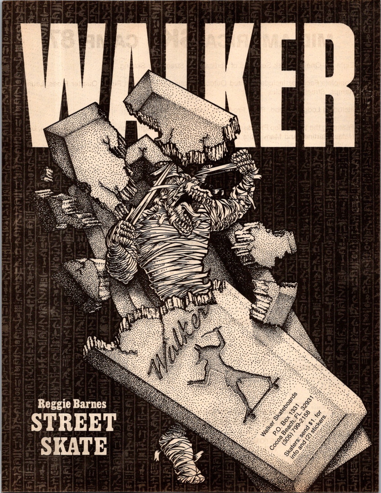 1987 WALKER Reggie Barnes • PRINT AD • Skateboard 1980s JA.42