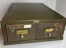 Macey 2 Drawer Index Card File Metal Stackable Industrial USA Vintage Green
