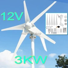 3000W 12V Wind Turbine 5 Blades Generator Charge Controller Super Power Windmill
