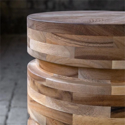 Uttermost Boone Coastal Acacia Wood Drink Table in Natural Finish - Picture 3 of 5