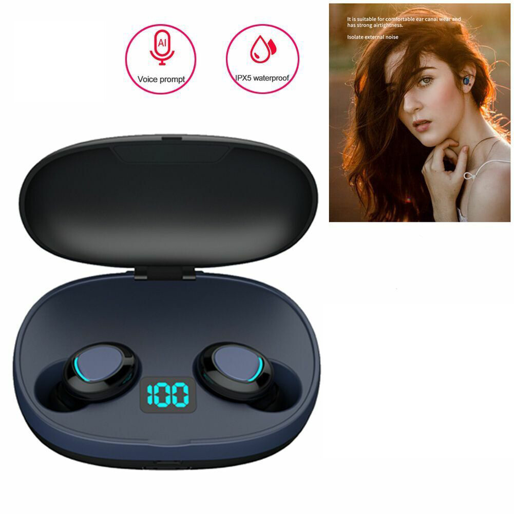 Bluetooth Headset Noise Canceling Wireless Mini Stereo Earphone w/ Charging Case