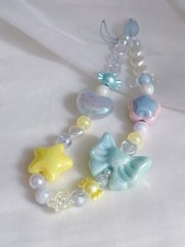 Charming Blue Star Heart Iridescent Phone Strap w/ Cute Charms, Gift for Her